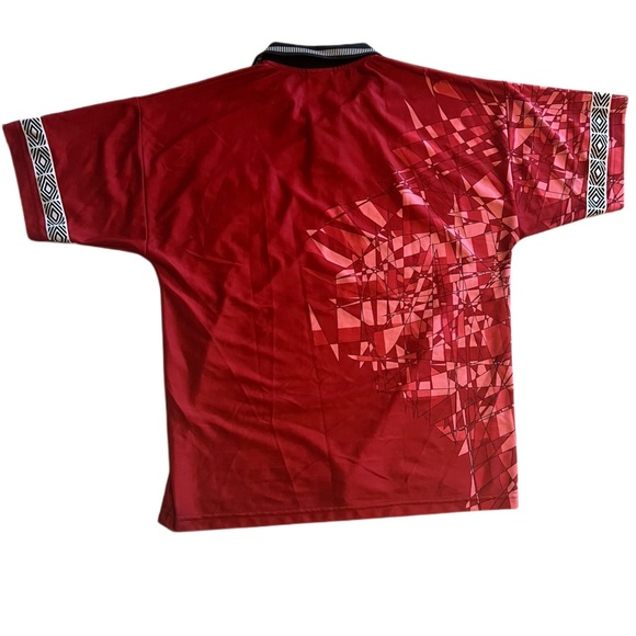 Vintage Umbro 90s Red Referee Soccer Jersey | Abstract Geometric Football Shirt - Picture 2 of 9
